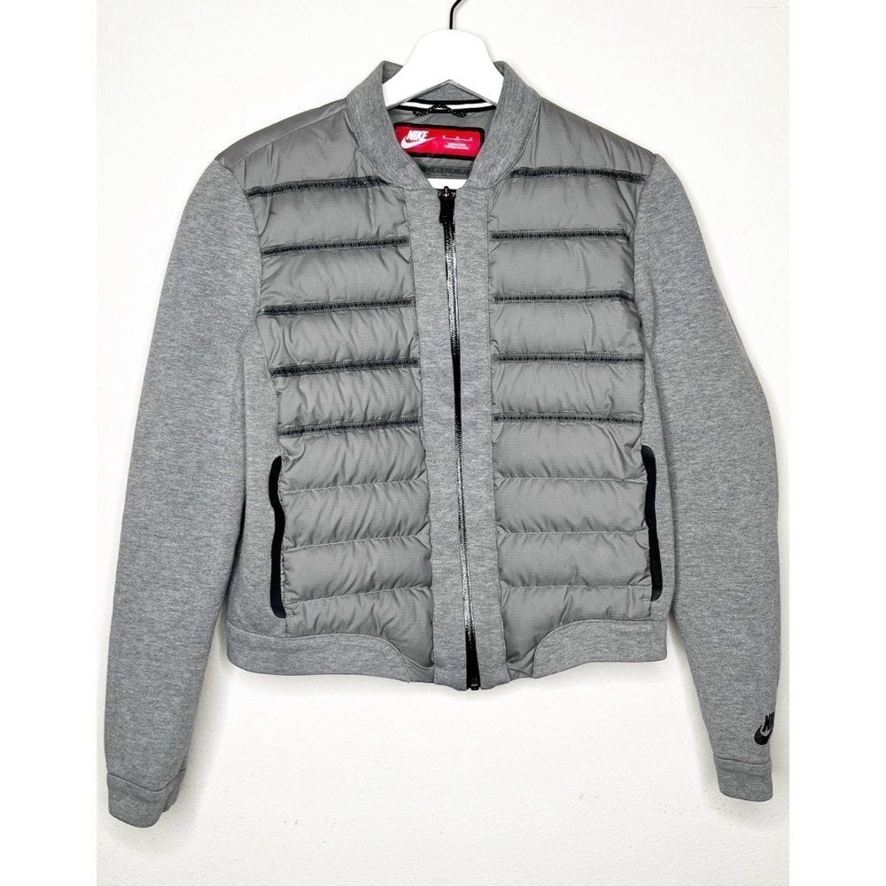 Nike Tech Fleece Aeroloft Gray Zip Up Down Bomber Jacket Size Medium
